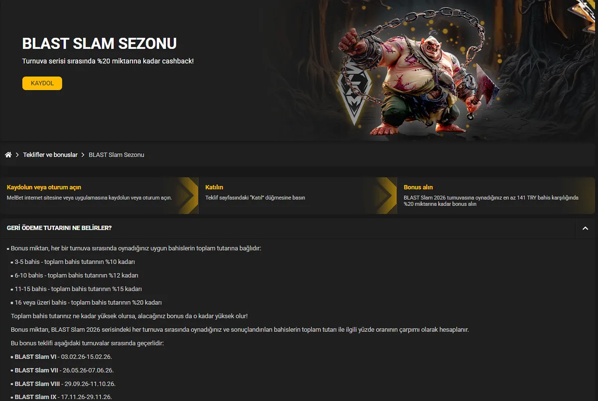 BLAST Slam Sezonu — turnuva serisinde %20'ye kadar cashback